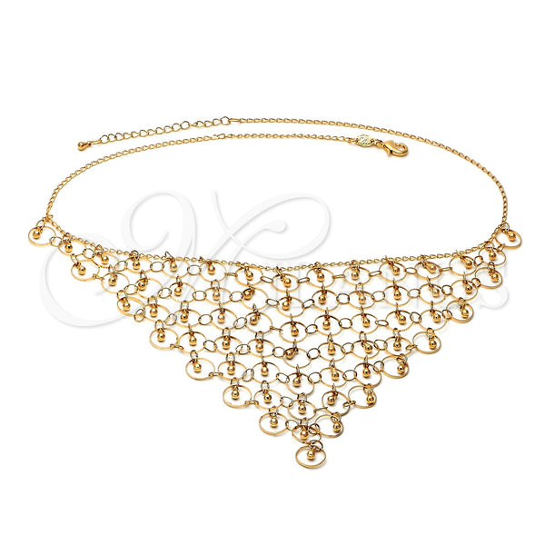 Oro Laminado Fancy Necklace, Gold Filled Style Teardrop Design, Polished, Golden Finish, 04.105.0003 (18 Inches Length)