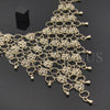 Oro Laminado Fancy Necklace, Gold Filled Style Flower and Teardrop Design, Diamond Cutting Finish, Golden Finish, 04.105.0011 (02 MM Thickness, 18 Inches Length)