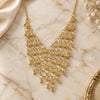 Oro Laminado Fancy Necklace, Gold Filled Style Flower and Teardrop Design, Diamond Cutting Finish, Golden Finish, 04.105.0011 (02 MM Thickness, 18 Inches Length)