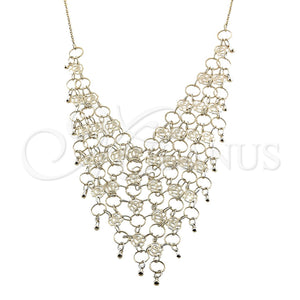 Oro Laminado Fancy Necklace, Gold Filled Style Flower and Teardrop Design, Diamond Cutting Finish, Golden Finish, 04.105.0011 (02 MM Thickness, 18 Inches Length)