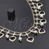 Oro Laminado Fancy Necklace, Gold Filled Style Heart Design, with White Pearl and White Cubic Zirconia, Diamond Cutting Finish, Golden Finish, 04.105.0013 (0.35 Gauge, 02 MM Thickness, 21 Inches Length)