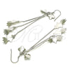Sterling Silver Long Earring, Leaf Design, Polished, Rhodium Finish, 02.183.0006
