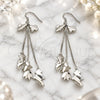 Sterling Silver Long Earring, Leaf Design, Polished, Rhodium Finish, 02.183.0006
