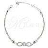 Sterling Silver Fancy Bracelet, Infinite Design, with White Micro Pave and White Cubic Zirconia, Polished, Rhodium Finish, 03.183.0018.06 (6 Inches Length)