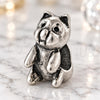 Sterling Silver Love Link Pendant, Cat Design, Polished, Rhodium Finish, 05.184.0004
