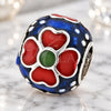 Sterling Silver Love Link Pendant, Flower Design, Enamel Finish, Rhodium Finish, 05.184.0010