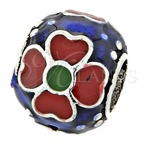 Sterling Silver Love Link Pendant, Flower Design, Enamel Finish, Rhodium Finish, 05.184.0010