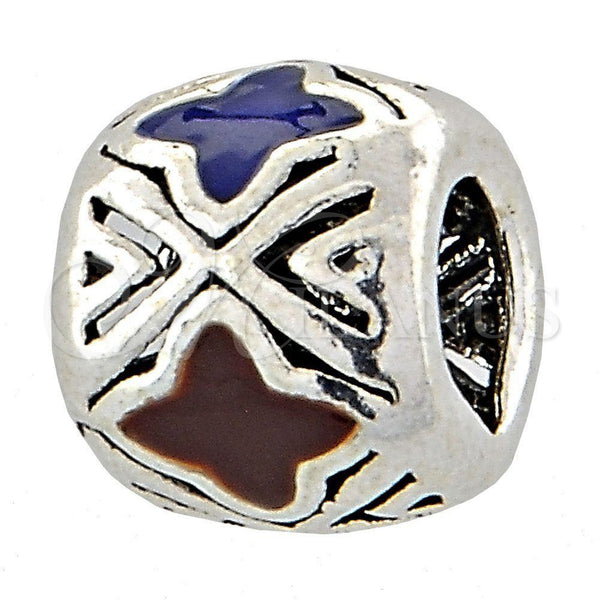 Sterling Silver Love Link Pendant, Flower Design, Enamel Finish, Rhodium Finish, 05.184.0013