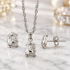 Sterling Silver Earring and Pendant Adult Set, with White Micro Pave, Polished, Rhodium Finish, 10.174.0063