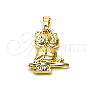 Oro Laminado Fancy Pendant, Gold Filled Style Owl Design, Polished, Golden Finish, 05.178.0002