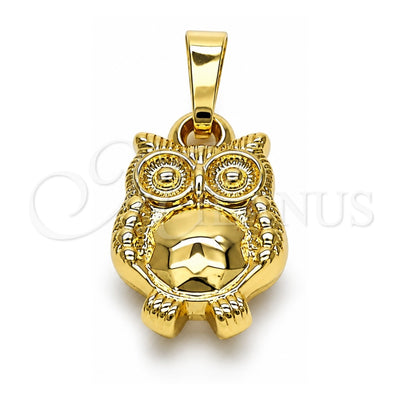 Oro Laminado Fancy Pendant, Gold Filled Style Owl Design, Polished, Golden Finish, 05.178.0001