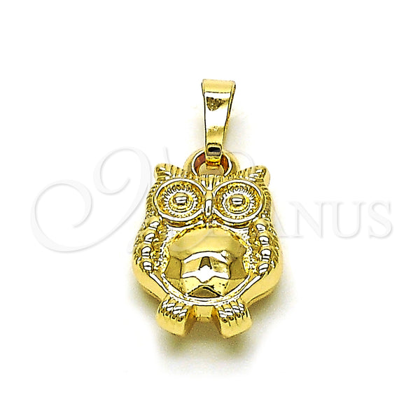 Oro Laminado Fancy Pendant, Gold Filled Style Owl Design, Polished, Golden Finish, 05.178.0001