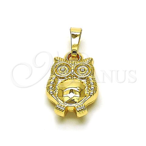Oro Laminado Fancy Pendant, Gold Filled Style Owl Design, Polished, Golden Finish, 05.178.0001