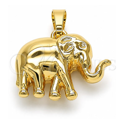 Oro Laminado Fancy Pendant, Gold Filled Style Elephant Design, Polished, Golden Finish, 05.178.0003
