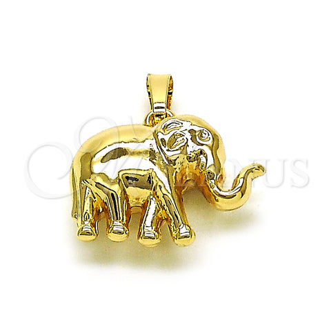 Oro Laminado Fancy Pendant, Gold Filled Style Elephant Design, Polished, Golden Finish, 05.178.0003