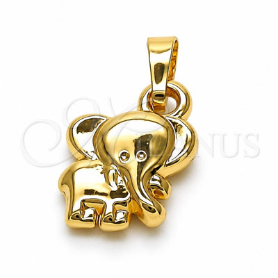 Oro Laminado Fancy Pendant, Gold Filled Style Elephant Design, Polished, Golden Finish, 05.178.0004