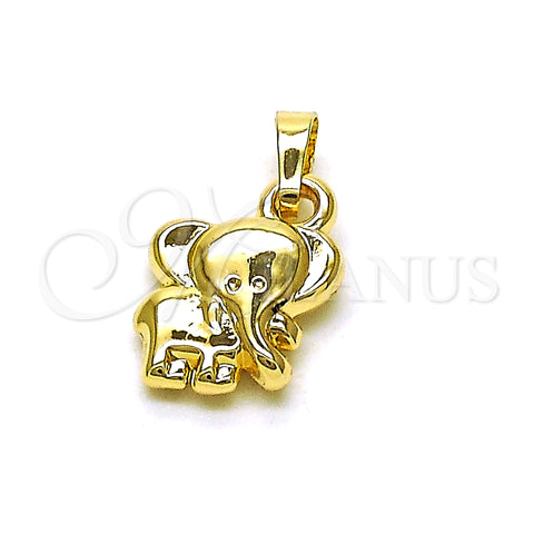 Oro Laminado Fancy Pendant, Gold Filled Style Elephant Design, Polished, Golden Finish, 05.178.0004