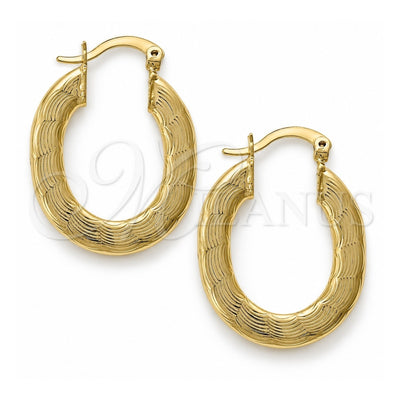 Oro Laminado Medium Hoop, Gold Filled Style Diamond Cutting Finish, Golden Finish, 02.163.0013