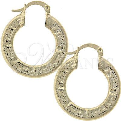 Oro Laminado Small Hoop, Gold Filled Style Greek Key Design, Diamond Cutting Finish, Golden Finish, 02.163.0007 for wholesale, main product view