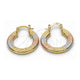 Oro Laminado Small Hoop, Gold Filled Style Greek Key Design, Diamond Cutting Finish, Tricolor, 02.163.0007.1.25