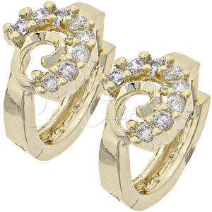 Oro Laminado Huggie Hoop, Gold Filled Style with White Cubic Zirconia, Polished, Golden Finish, 02.165.0052