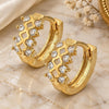 Oro Laminado Huggie Hoop, Gold Filled Style with White Cubic Zirconia, Polished, Golden Finish, 02.165.0062