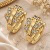 Oro Laminado Huggie Hoop, Gold Filled Style Butterfly Design, with White Cubic Zirconia, Polished, Golden Finish, 02.165.0057
