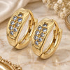Oro Laminado Huggie Hoop, Gold Filled Style with White Cubic Zirconia, Polished, Golden Finish, 02.165.0048