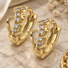 Oro Laminado Huggie Hoop, Gold Filled Style Heart and Leaf Design, with White Cubic Zirconia, Polished, Golden Finish, 02.165.0056