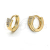 Oro Laminado Huggie Hoop, Gold Filled Style with White Micro Pave, Polished, Golden Finish, 02.122.0035