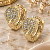 Oro Laminado Huggie Hoop, Gold Filled Style Teardrop Design, with White Micro Pave, Polished, Golden Finish, 02.122.0039