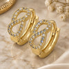Oro Laminado Huggie Hoop, Gold Filled Style Love Knot Design, with White Micro Pave, Polished, Golden Finish, 02.122.0040