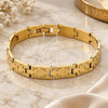 Oro Laminado Solid Bracelet, Gold Filled Style Diamond Cutting Finish, Golden Finish, 03.102.0015 (06 MM Thickness, 8 Inches Length)