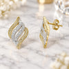 Oro Laminado Stud Earring, Gold Filled Style Matte Finish, Two Tone, 02.55.0002 *PROMO*