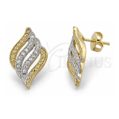 Oro Laminado Stud Earring, Gold Filled Style Matte Finish, Two Tone, 02.55.0002 *PROMO*