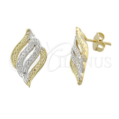 Oro Laminado Stud Earring, Gold Filled Style Matte Finish, Two Tone, 02.55.0002 *PROMO*