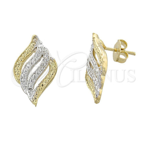 Oro Laminado Stud Earring, Gold Filled Style Matte Finish, Two Tone, 02.55.0002 *PROMO*