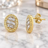 Oro Laminado Stud Earring, Gold Filled Style Diamond Cutting Finish, Two Tone, 02.55.0004 *PROMO*