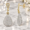 Oro Laminado Dangle Earring, Gold Filled Style Teardrop Design, Diamond Cutting Finish, Two Tone, 02.55.0010