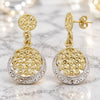 Oro Laminado Dangle Earring, Gold Filled Style Diamond Cutting Finish, Two Tone, 02.55.0011