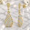 Oro Laminado Dangle Earring, Gold Filled Style Teardrop Design, Diamond Cutting Finish, Two Tone, 02.55.0014