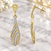 Oro Laminado Dangle Earring, Gold Filled Style Teardrop Design, Diamond Cutting Finish, Two Tone, 02.55.0015