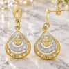 Oro Laminado Dangle Earring, Gold Filled Style Teardrop Design, Diamond Cutting Finish, Two Tone, 02.55.0017