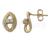Oro Laminado Stud Earring, Gold Filled Style with White Cubic Zirconia, Diamond Cutting Finish, Golden Finish, 02.26.0123
