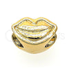 Oro Laminado Love Link Pendant, Gold Filled Style Lips Design, Polished, Golden Finish, 05.179.0015