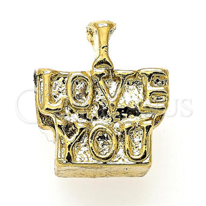 Oro Laminado Love Link Pendant, Gold Filled Style Love Design, Polished, Golden Finish, 05.179.0046