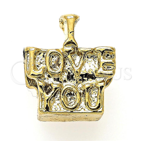 Oro Laminado Love Link Pendant, Gold Filled Style Love Design, Polished, Golden Finish, 05.179.0046