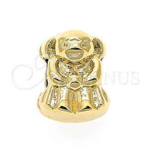 Oro Laminado Love Link Pendant, Gold Filled Style Teddy Bear Design, Polished, Golden Finish, 05.179.0029