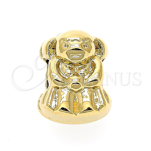 Oro Laminado Love Link Pendant, Gold Filled Style Teddy Bear Design, Polished, Golden Finish, 05.179.0029