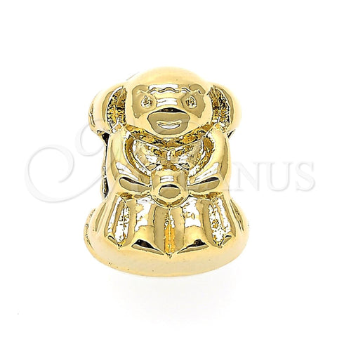Oro Laminado Love Link Pendant, Gold Filled Style Teddy Bear Design, Polished, Golden Finish, 05.179.0029
